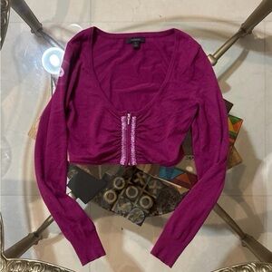 Express Magenta Long Sleeve Crop Top